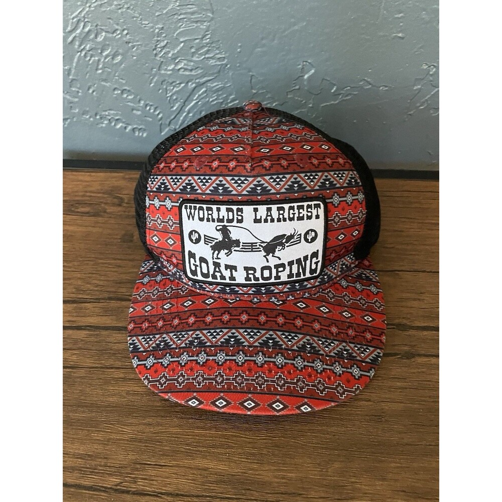 Worlds Largest Goat Roping Trucker Hat By Cactus Alley Hat Co. Aztec Pattern